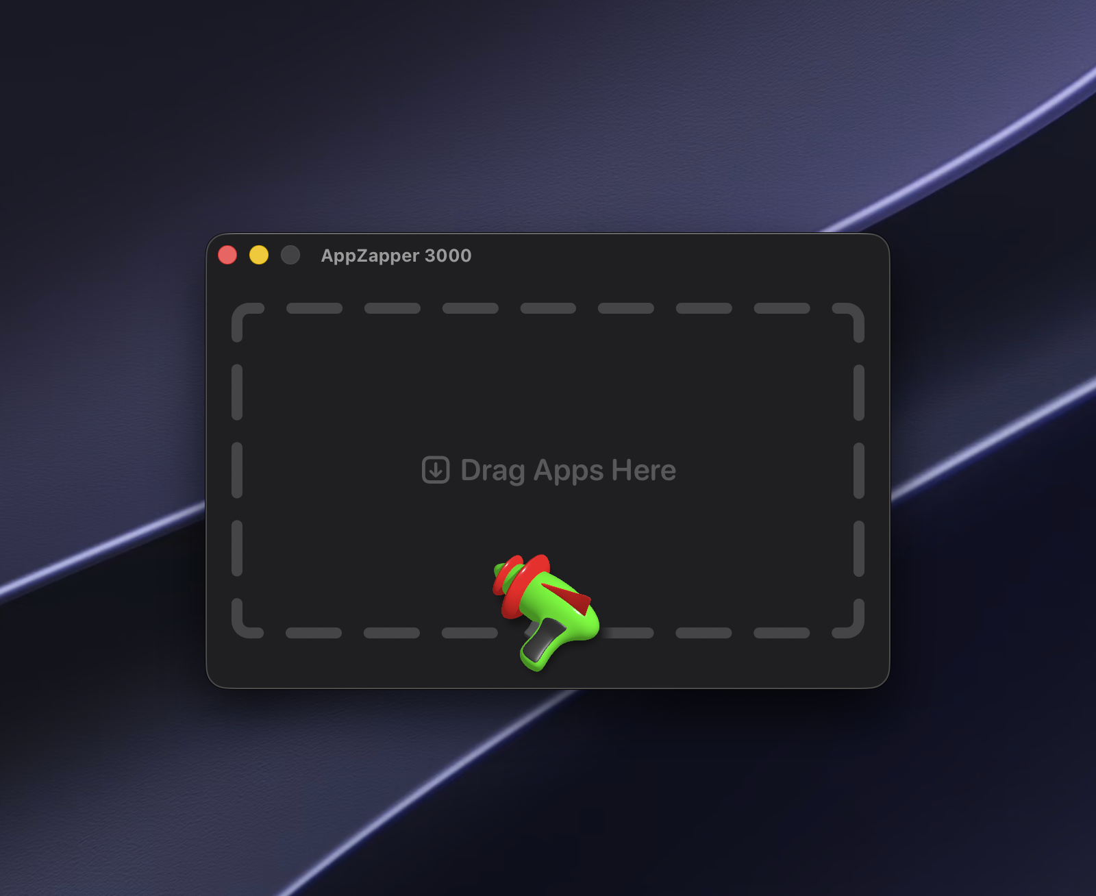 AppZapper 3000's empty window: Drag Apps Here