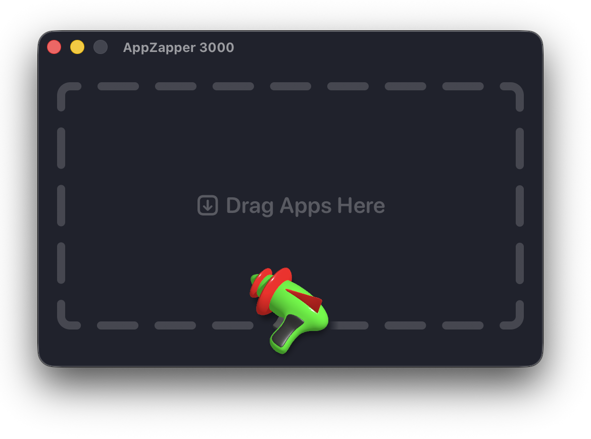 Step 1: AppZapper 3000’s empty window, ready for an app to be dragged in